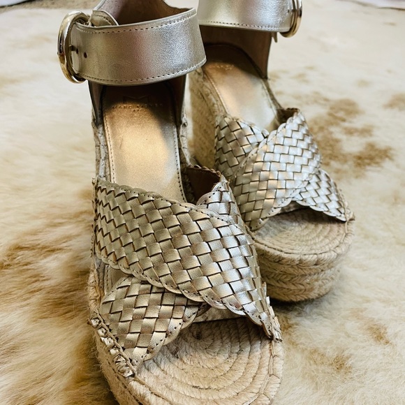 Marc Fisher Gold Espadrille Wedges - Picture 4 of 6